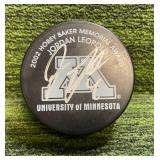 2002 Hobey Baker Memorial Award Jordan Leopold Autograph Puck