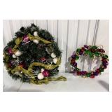 Pair of Christmas Wreaths – Pine & Ornament Style