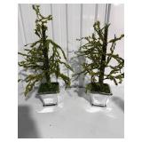 Set of 2 Beaded Tabletop Christmas Trees