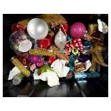 Bin of Assorted Holiday Décor – Gold, Jewel Tones & Mixed Accents