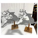 Set of 2 Galvanized Metal Reindeer Décor