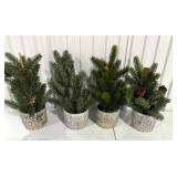 Set of 4 Potted Artificial Pine Trees