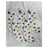 Wondershop White Stockings with Colorful Pom Poms