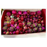 Large Collection of Pink & Red Christmas Ornaments