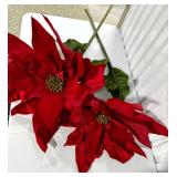 Red Fabric Poinsettia Stems