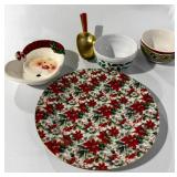 Poinsettia Plate, Santa Dish, Bowls & Spoon