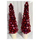 Set of 2 Red Ornament Christmas Trees