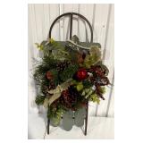 Holiday Sled with Pine and Ornament Arrangement
