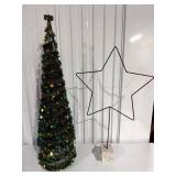 Tinsel Tree and Metal Star Décor Set