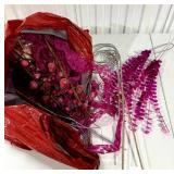 Large Bin of Pink, Silver & Multicolor Holiday Décor