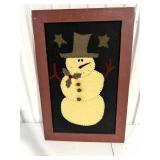 Framed Fabric Snowman Wall Art