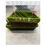 Holiday Baskets with Liners & Santa Ornament Set