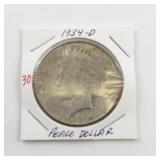 1934-D Peace Silver Dollar Coin