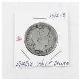 1912-S Barber Half Dollar Silver Coin