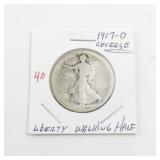 1917-D OBVERSE MINT MARK Liberty Walking Half Dollar Coin - SCARCE