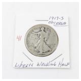 1917-S OBVERSE MINT MARK Liberty Walking Half Dollar Coin - SCARCE