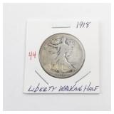 1918 Liberty Walking Half Dollar Silver Coin