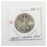 1919-S Liberty Walking Half Dollar Silver Coin