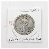 1934-S Liberty Walking Half Dollar Silver Coin