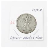 1935-D Liberty Walking Half Dollar Silver Coin