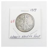 1939 Liberty Walking Half Dollar Silver Coin