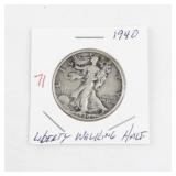 1940 Liberty Walking Half Dollar Silver Coin