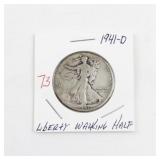 1941-D Liberty Walking Half Dollar Silver Coin
