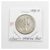 1945-D Liberty Walking Half Dollar Coin