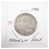 1948 Franklin Half Dollar Silver Coin