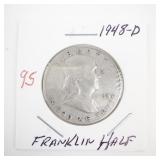 1948-D Franklin Half Dollar Silver Coin
