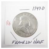 1949-D Franklin Half Dollar Silver Coin