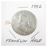 1952 Franklin Half Dollar Silver Coin
