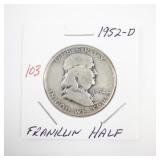 1952-D Franklin Half Dollar Silver Coin