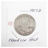 1957-D Franklin Half Dollar Silver Coin