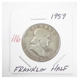 1959 Franklin Half Dollar Silver Coin