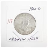 1960-D Franklin Half Dollar Silver Coin