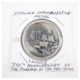 Sterling Silver 350th Anniversary Pilgrims Landing Commemorative Medal