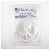2021 PCGS MS69 Silver Eagle Type 1 First Strike 1 Ounce Coin