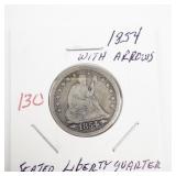 1854 Seated Liberty Quarter with Arrows