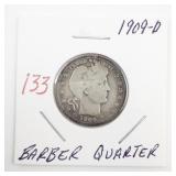 1909-D Barber Quarter Coin