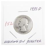 1935-D Washington Quarter Silver Coin