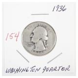 1936 Washington Quarter Silver Coin
