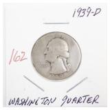 1939-D Washington Quarter Silver Coin