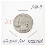 1940-D Washington Quarter Silver Coin