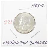1963-D Washington Quarter Silver Coin