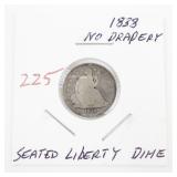 1838 Seated Liberty Dime No Drapery