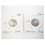 1916 and 1916-S Mercury Dime Silver Coins in Holders