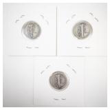 Lot of 3 1918 Mercury Dimes S and D