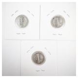 Lot of 3: 1919, 1919-D, and 1919-S Mercury Dime Collection