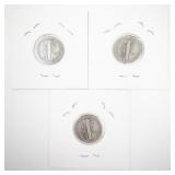 1925, 1925-S, and 1925-D Mercury Dime Silver Coins Set